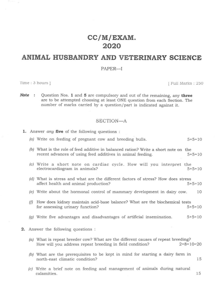 Download) Arunachal Pradesh PSC Optional : Animal Husbandry and Veterinary  Science Paper 1 2020 | IAS EXAM PORTAL - India's Largest Community for UPSC  Exam Aspirants.